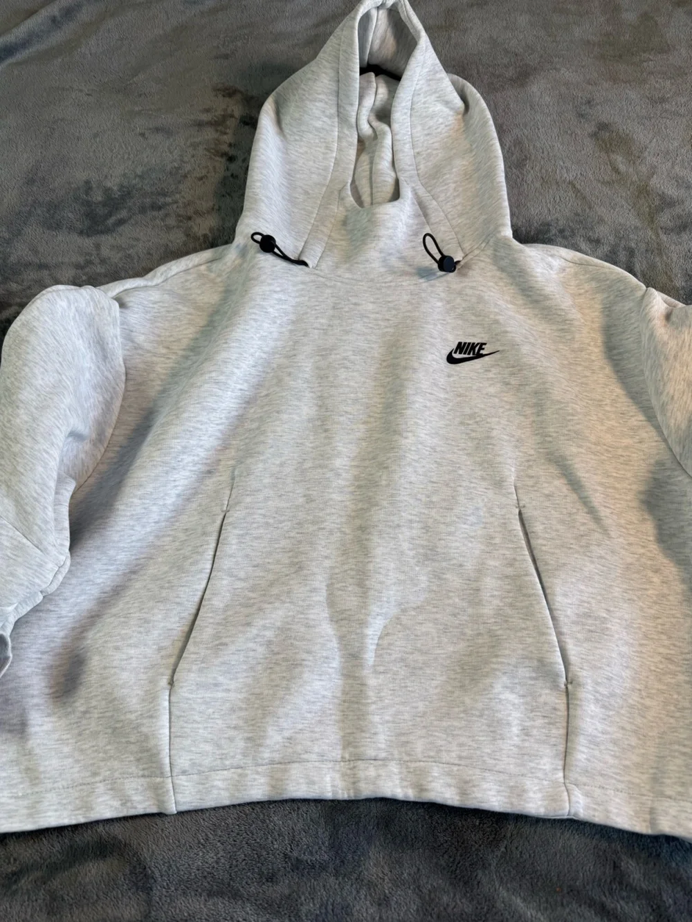 Nike Sportswear Tech Fleece Cropped Hoodie Light Heather Gray Size Large